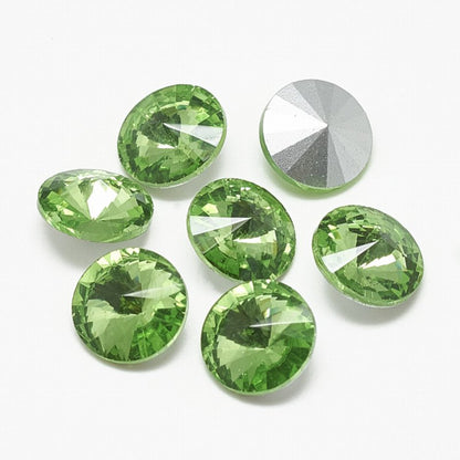 Faceted Fancy Crystal Rhinestone - 10mm - Rivoli - Peridot (5)