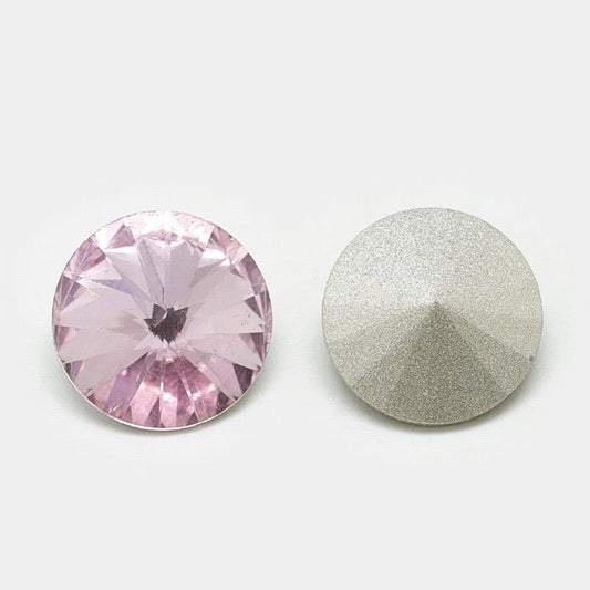 Faceted Fancy Crystal Rhinestone - 10mm - Rivoli - Light Rose (5)