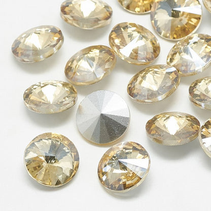 Faceted Fancy Crystal Rhinestone - 10mm - Rivoli - Light Colorado Topaz (5)