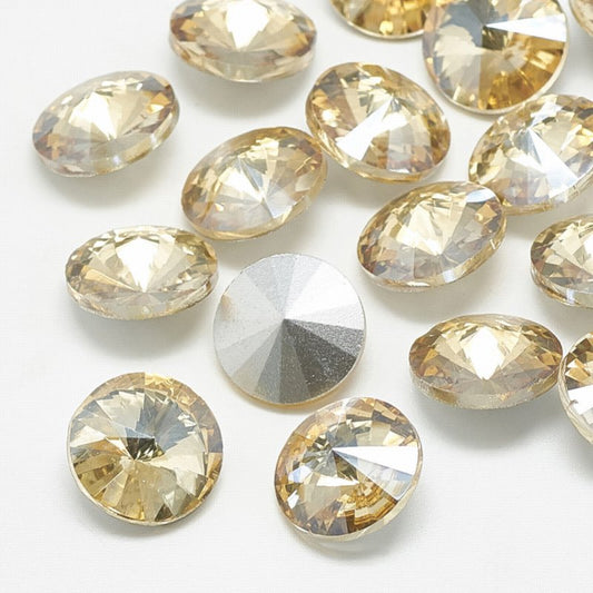Faceted Fancy Crystal Rhinestone - 10mm - Rivoli - Light Colorado Topaz (5)