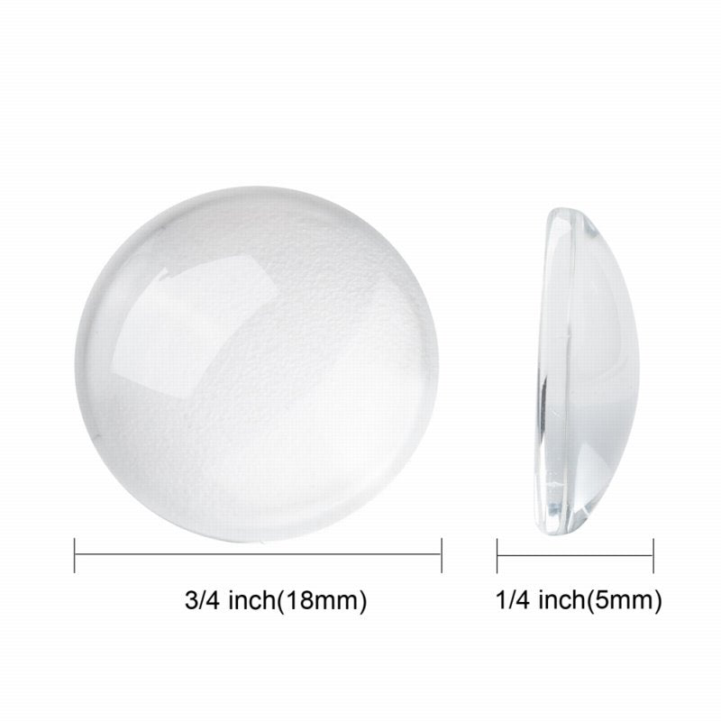 Glass Cabochon - 18mm - Round - Clear (10pcs)