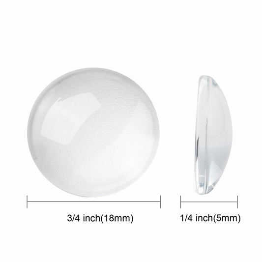 Glass Cabochon - 18mm - Round - Clear (10pcs)
