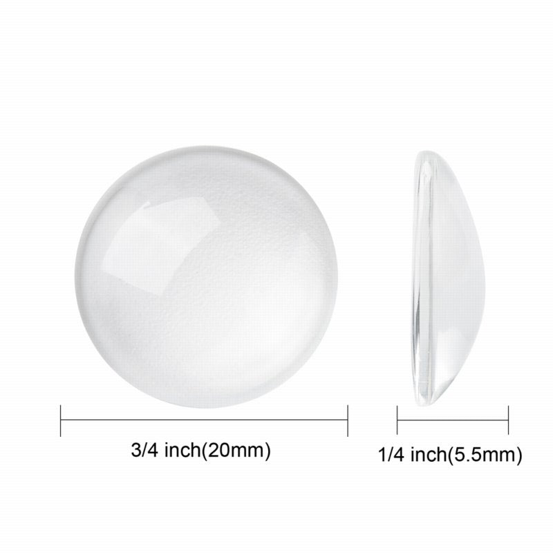 Glass Cabochon - 20mm - Round - Clear (10pcs)