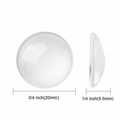 Glass Cabochon - 20mm - Round - Clear (10pcs)