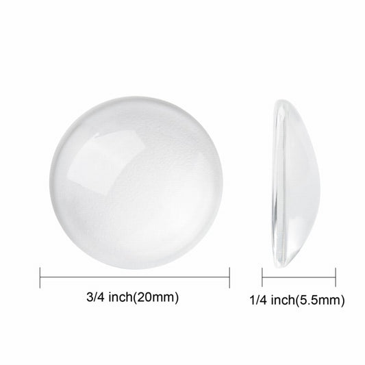 Glass Cabochon - 20mm - Round - Clear (10pcs)