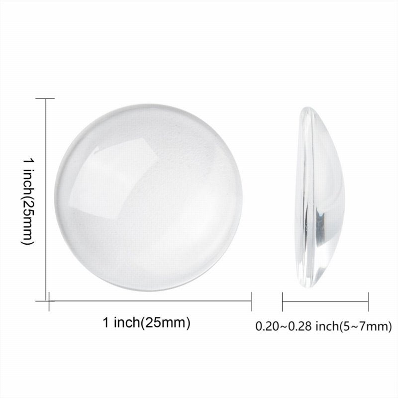 Glass Cabochon - 25mm - Round - Clear (10pcs)