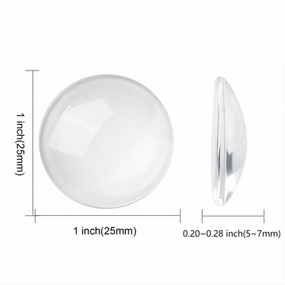 Glass Cabochon - 25mm - Round - Clear (10pcs)