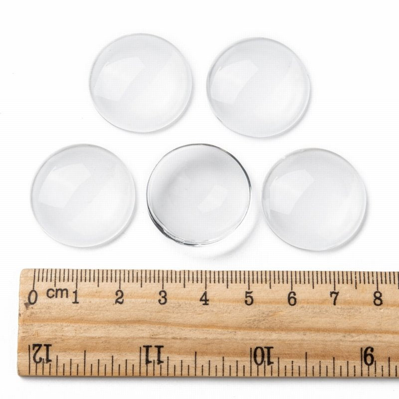 Glass Cabochon - 25mm - Round - Clear (10pcs)