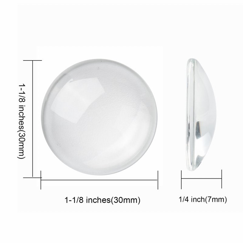 Glass Cabochon - 30mm - Round - Clear (10pcs)
