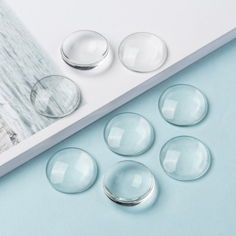 Glass Cabochon - 30mm - Round - Clear (10pcs)