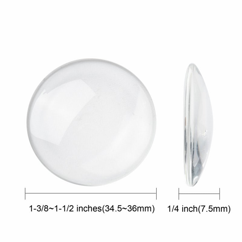 Glass Cabochon - 35mm - Round - Clear (5pcs)