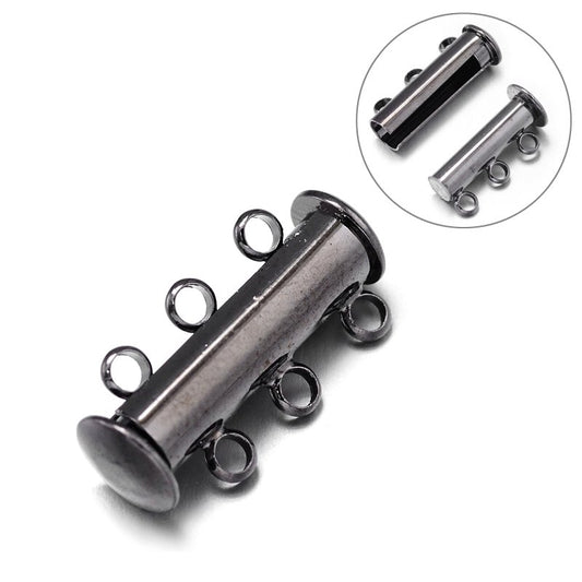 Magnetic Clasp Slide Tube - 3-Strand - Gunmetal