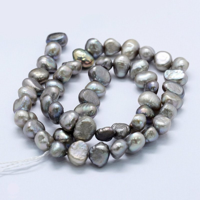 Freshwater Pearls - 8mm - Irregular - Silver Grey (strand)