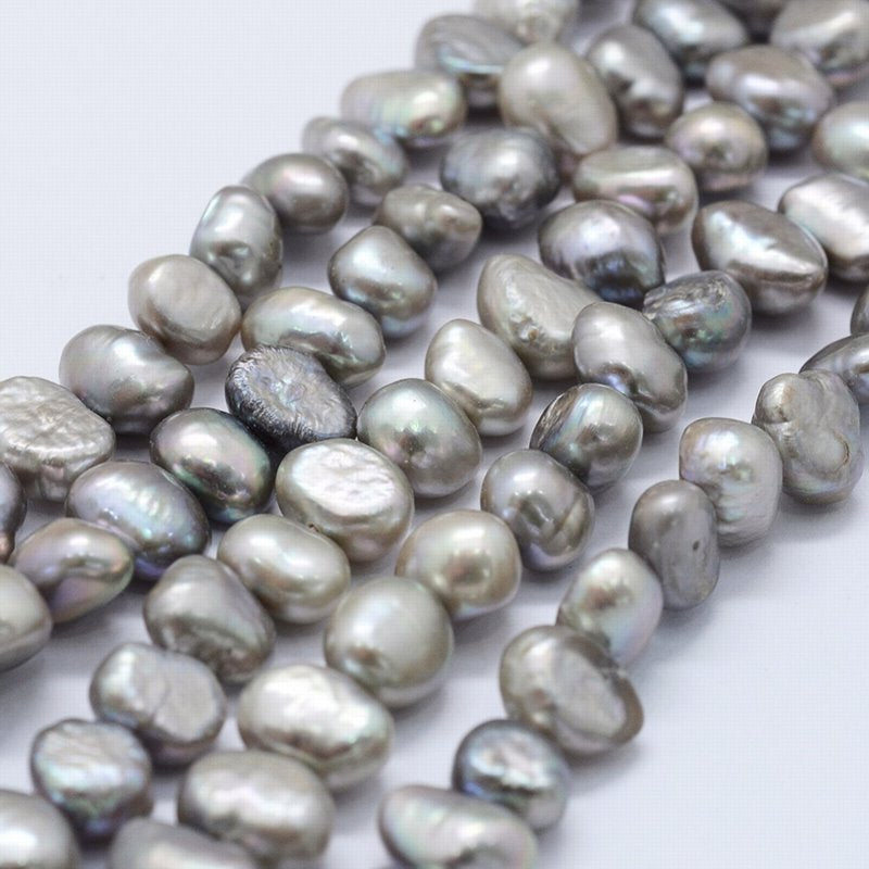 Freshwater Pearls - 8mm - Irregular - Silver Grey (strand)