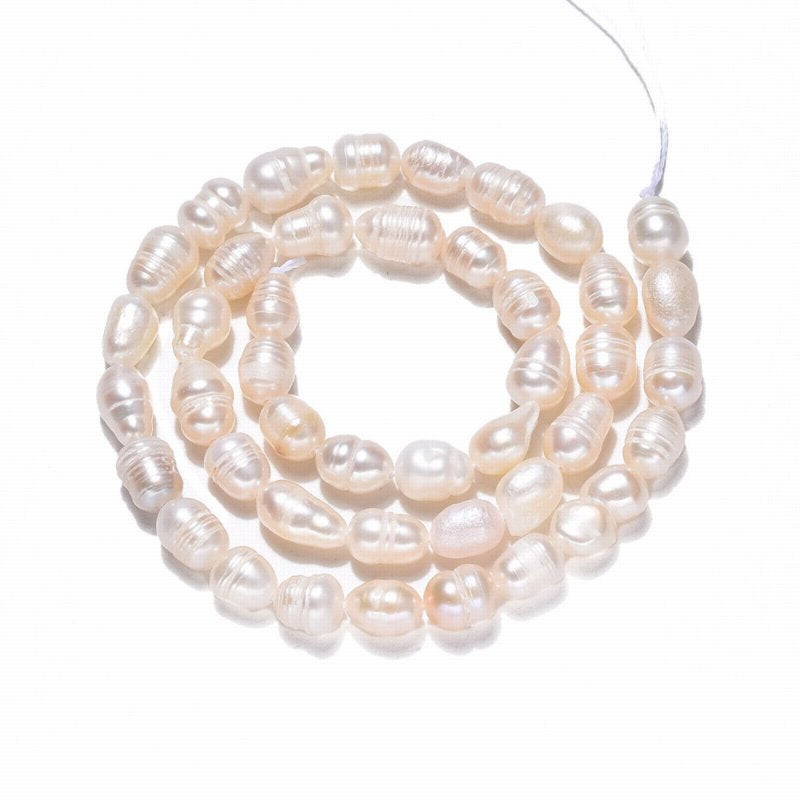 Freshwater Pearls - 7mm - Irregular Oval - White (strand)