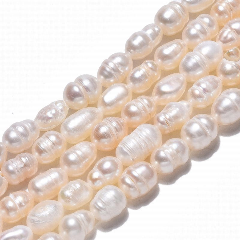 Freshwater Pearls - 7mm - Irregular Oval - White (strand)