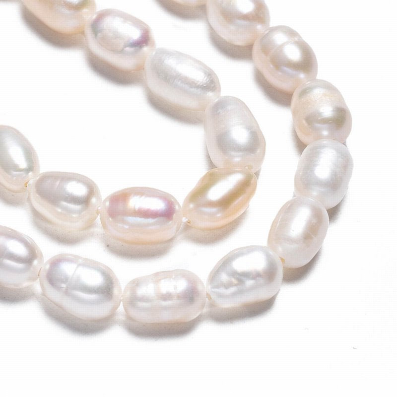 Freshwater Pearls - 8mm - Oval - White (7in strand)