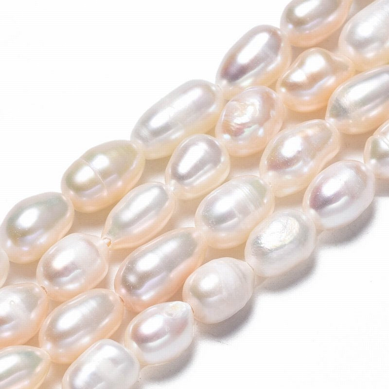 Freshwater Pearls - 8mm - Oval - White (7in strand)