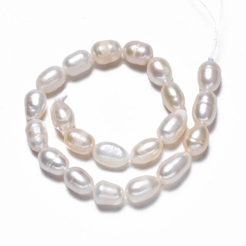 Freshwater Pearls - 8mm - Oval - White (7in strand)