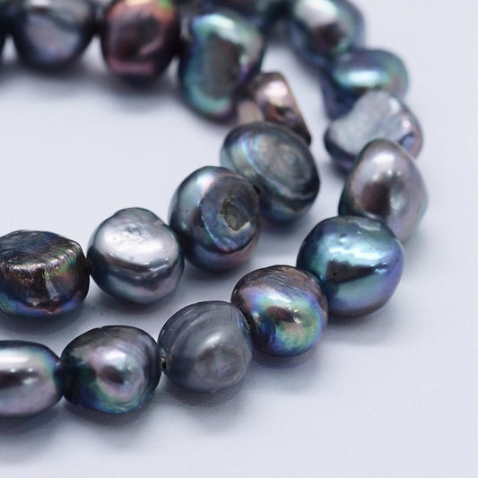 Freshwater Pearls - 9mm - Potato - Peacock (strand)