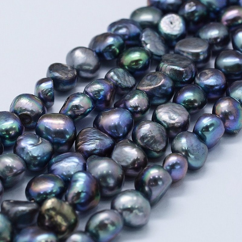 Freshwater Pearls - 9mm - Potato - Peacock (strand)