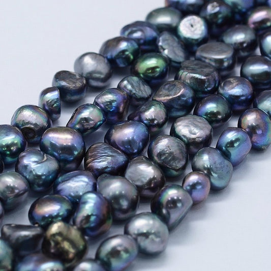 Freshwater Pearls - 9mm - Potato - Peacock (strand)