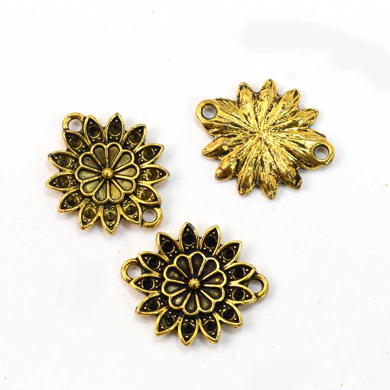 Sunflower - 18mm - Antiqued Gold (2)
