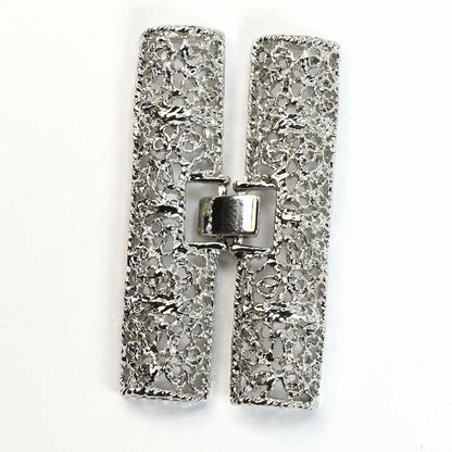 Clasps - 2in - Elaborate Filigree Bar Foldover - Silver Plated