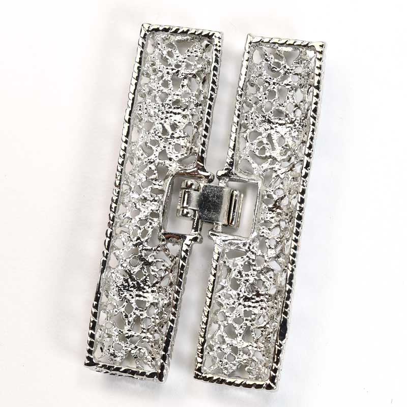 Clasps - 2in - Elaborate Filigree Bar Foldover - Silver Plated