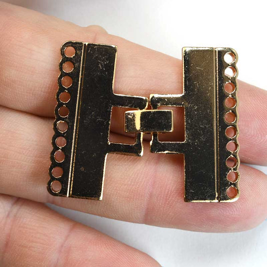 Clasps - 40mm - 10 Strand Classic Fold Over - Gold Plated