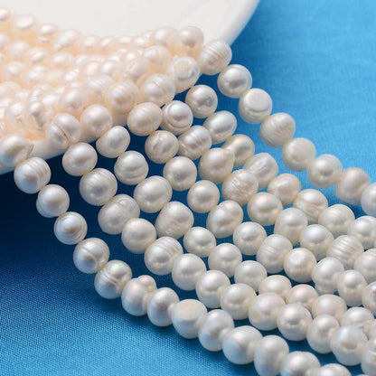 Freshwater Pearls - approx 8mm - Potato - White (strand)