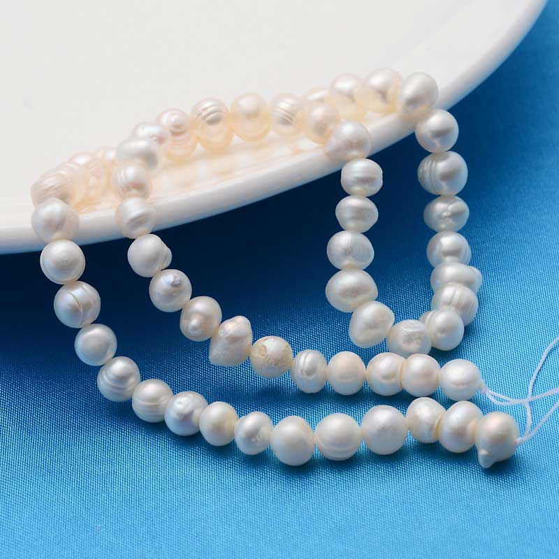 Freshwater Pearls - approx 8mm - Potato - White (strand)