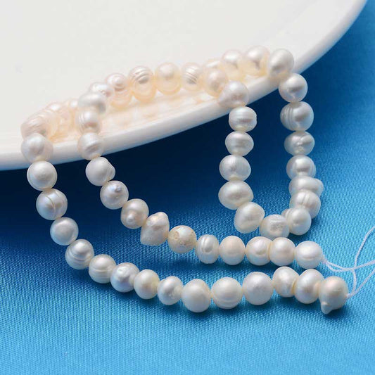 Freshwater Pearls - approx 8mm - Potato - White (strand)