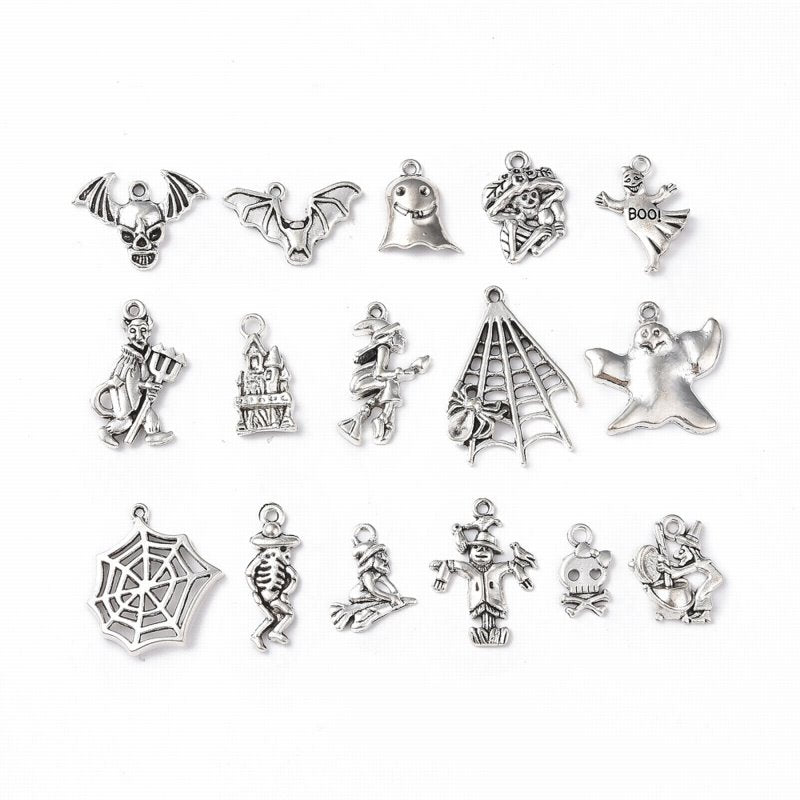 Halloween Theme 2 Charms   Ant Silv 15pcs