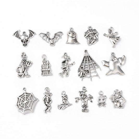 Halloween Theme 2 Charms   Ant Silv 15pcs