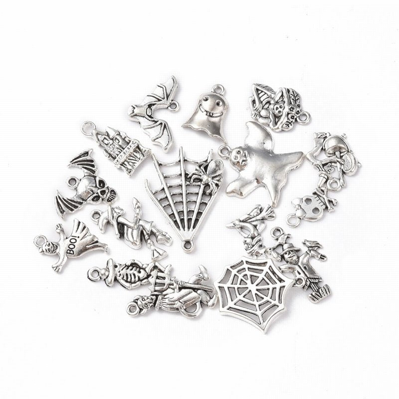 Halloween Theme 2 Charms   Ant Silv 15pcs