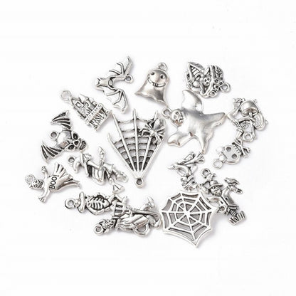 Halloween Theme 2 Charms   Ant Silv 15pcs