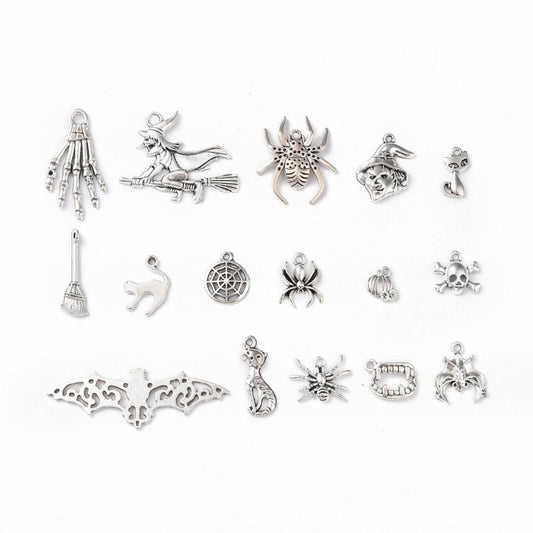 Halloween Theme 3 Charm   Ant Silv 15pcs