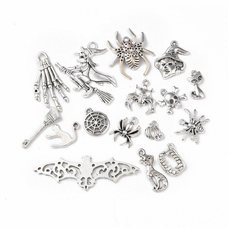 Halloween Theme 3 Charm   Ant Silv 15pcs