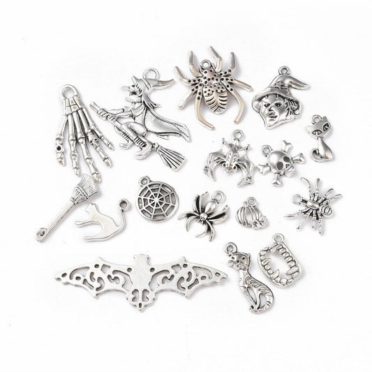 Halloween Theme 3 Charm   Ant Silv 15pcs