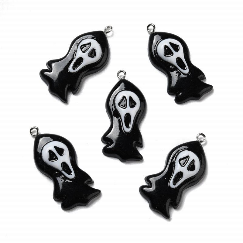 Resin Scream Ghost Charm   Black Pair