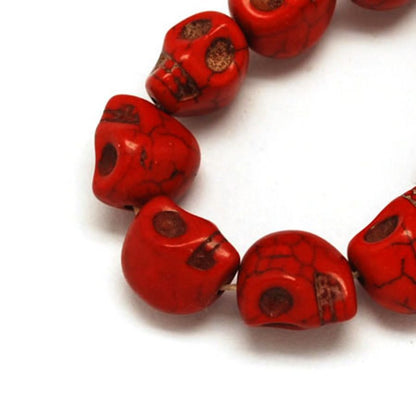 Stone 10mm Skull   Blood Red 14in