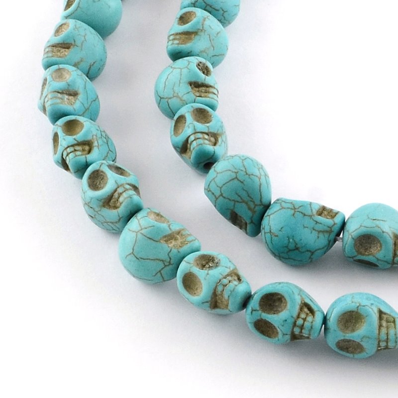 Stone 10mm Skull   Turquoise 14in