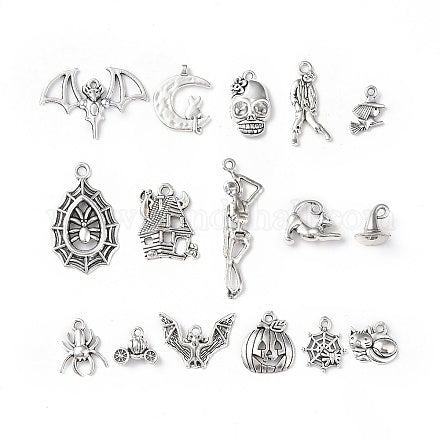 Halloween Theme 4 Charms   Ant Silv 15pcs