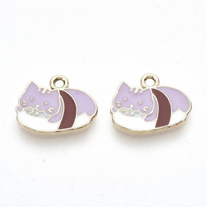 Sushi Cat Charm   Light Lilac Pair