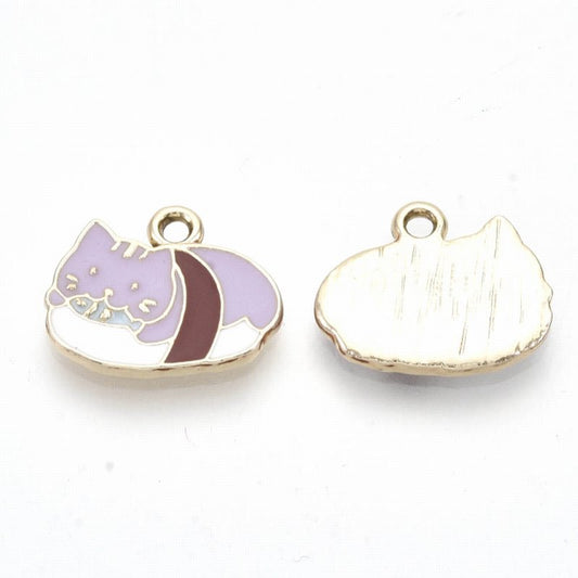 Sushi Cat Charm   Light Lilac Pair