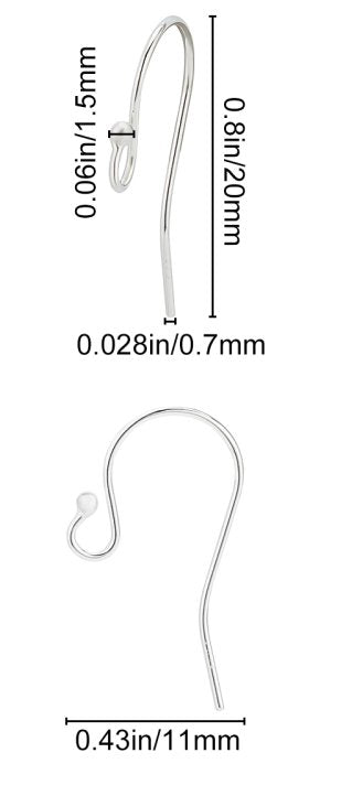 Earring - Shepherds Hook - Sterling (10pairs)