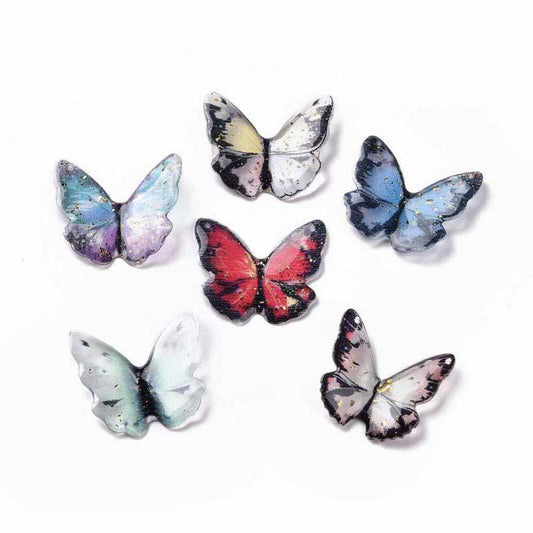 Resin 22mm 3D Butterfly   AsstColour 5pcs