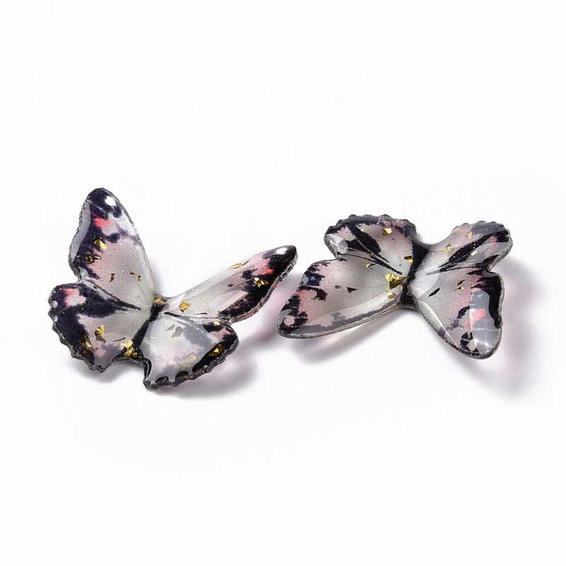 Resin 22mm 3D Butterfly   AsstColour 5pcs