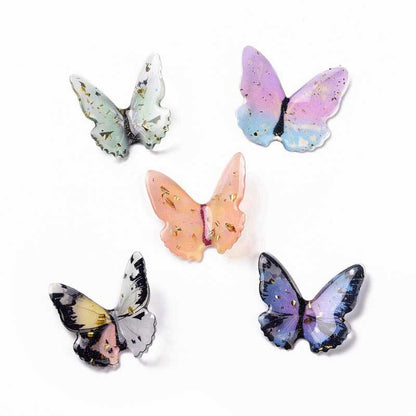 Resin 38mm 3D Butterfly   AsstColour 5pcs